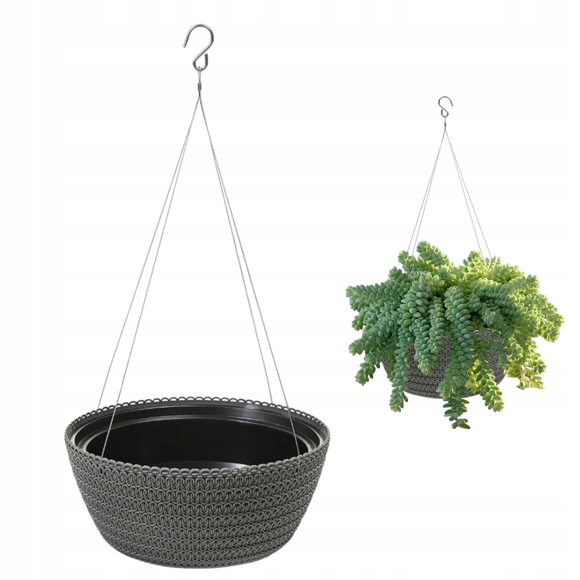 Kvetináč Grando 30 cm x 30 x 14 cm, priemer 30 cm, čierny plast